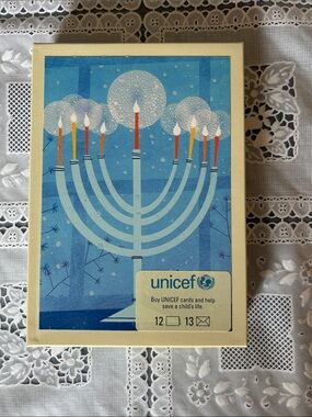 Blue Menorah Holiday Greeting Card Set